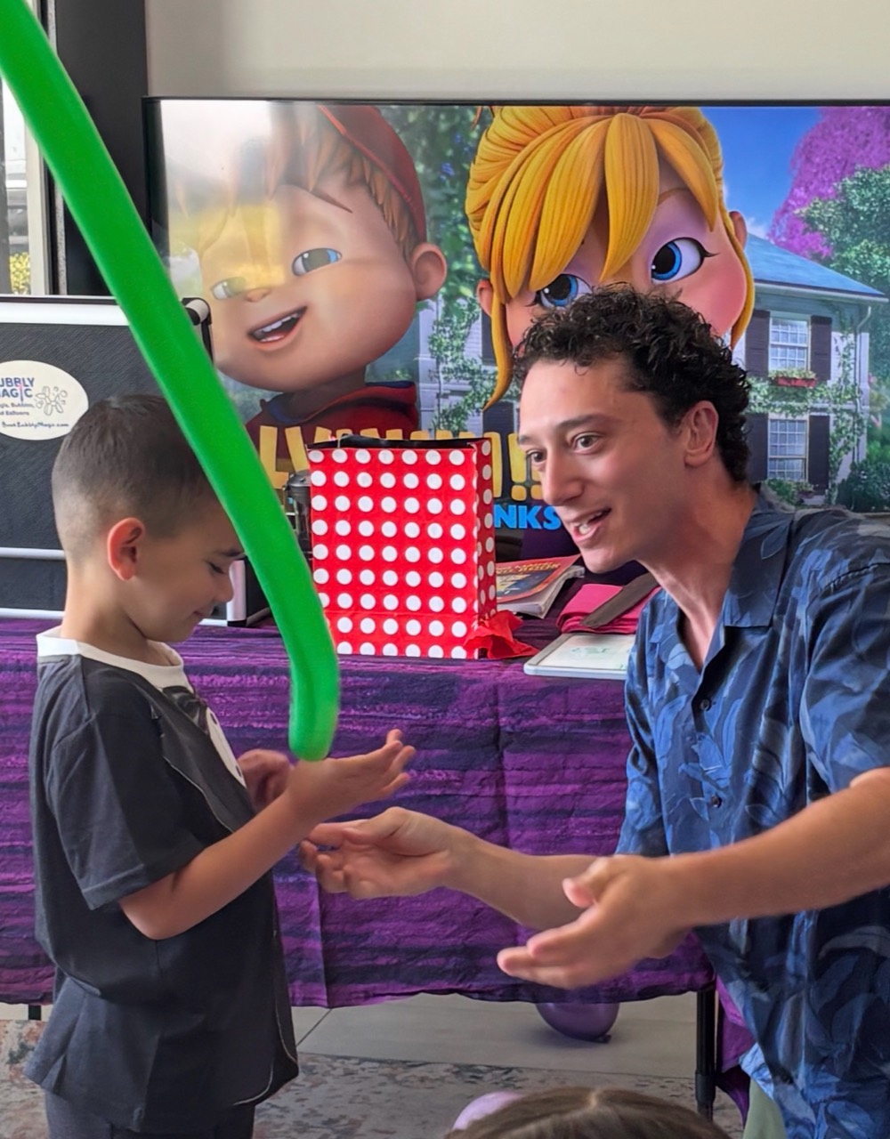 David performing for a child